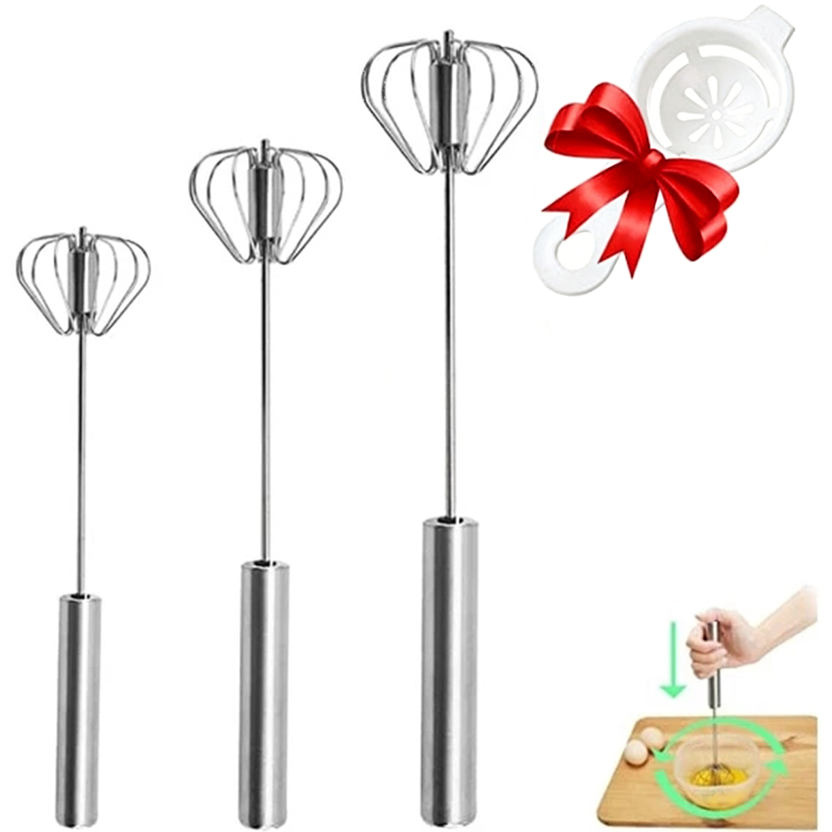 Kitchen Gadgets Blender - خلاط بيض من الفولاذ المقاوم للصدأ،