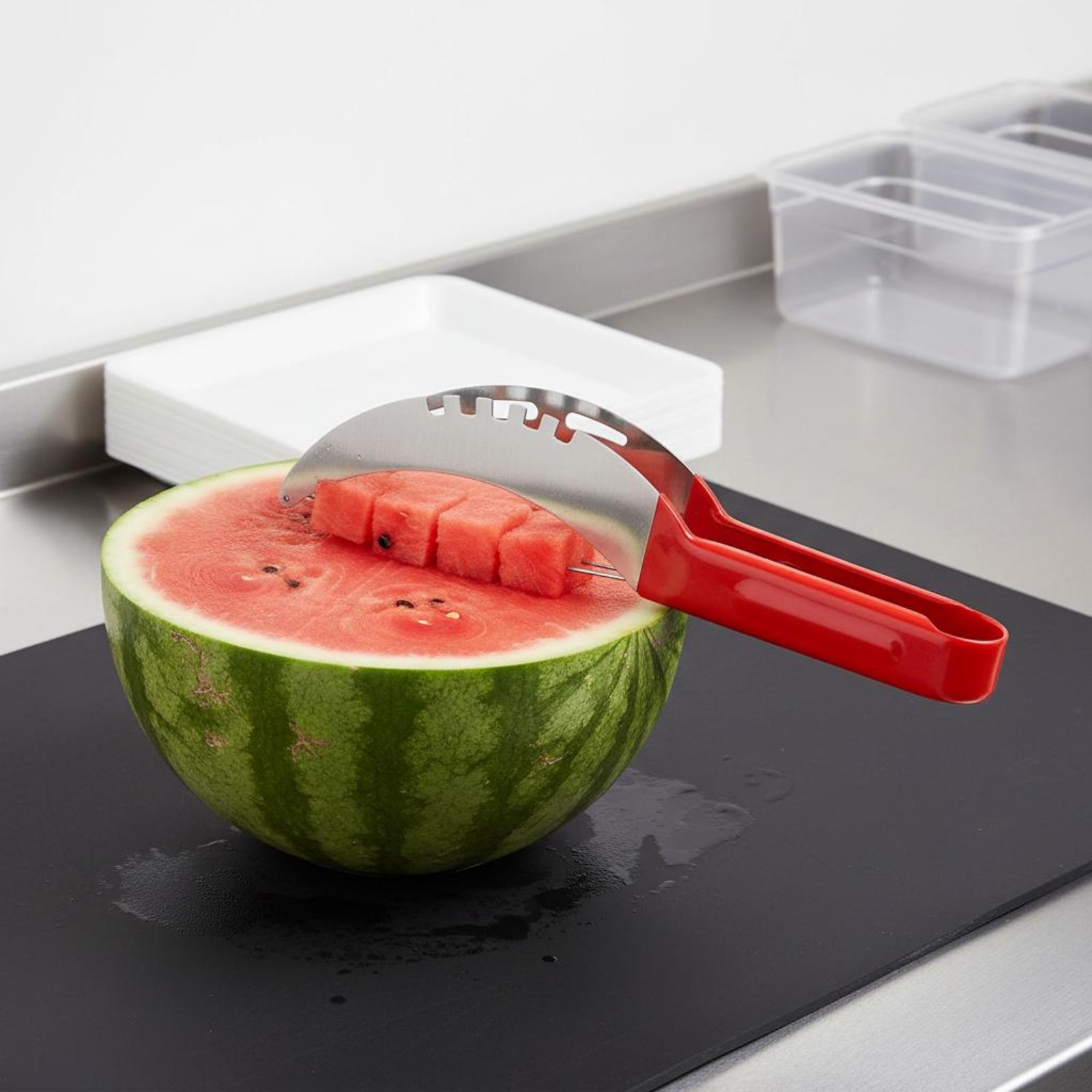 قطاعة مكعبات البطيخ من الفولاذ - مراجعة Kitchen Gadgets & Toys وسعره